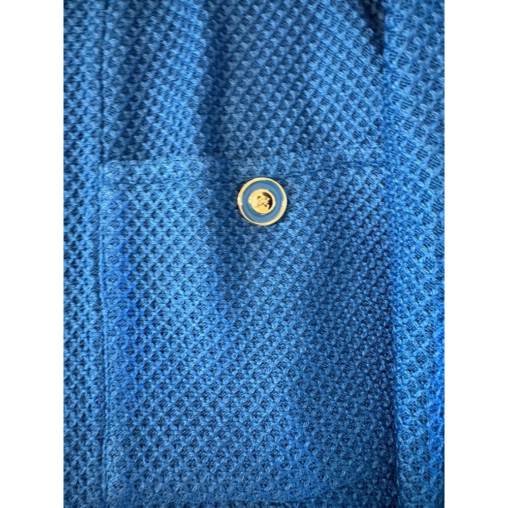 St. John Dress Suit Set Womens 16 Blue Wool Blend Textured Knit Jacket - Picture 10 of 11